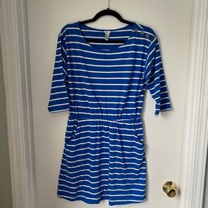 Forever 21 L Blue & White Striped Dress